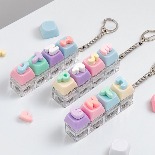 LED 키보드 키링 만들기 MBTI 키캡키링 청축 스위치 열쇠고리 키홀더 클릭커 클리커, 6000나만의LED MBTI키보드키링만들기