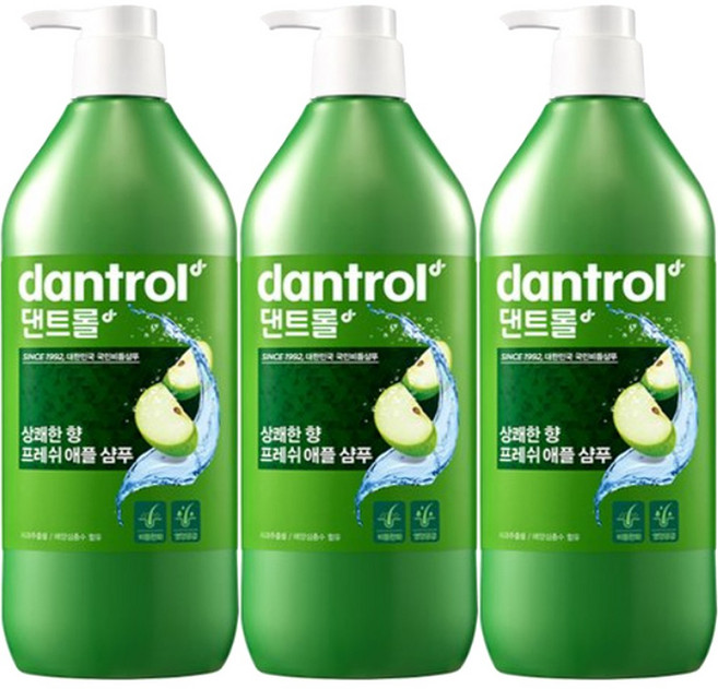댄트롤 프레쉬 애플 샴푸 상쾌한 향, 820ml, 3개