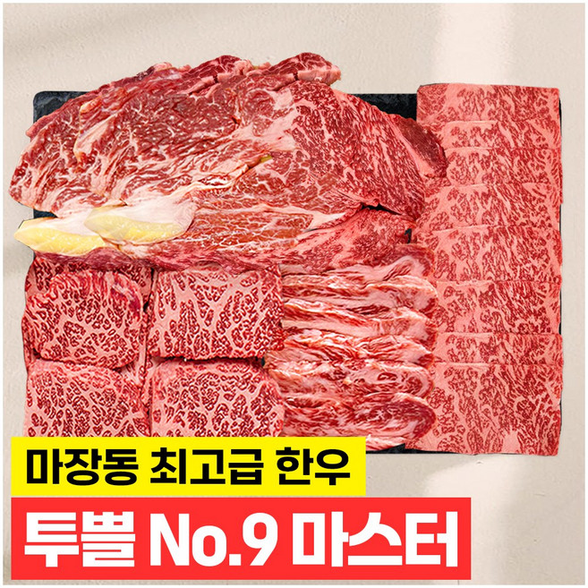 푸드지 마장동 1++ 투뿔 한우 No.9 마스터 세트, 1세트, 900g
