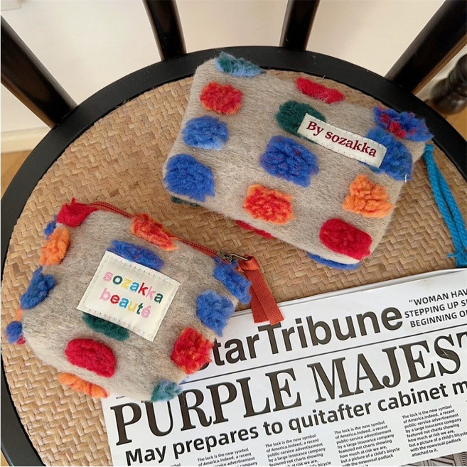 복실 털실 파우치 화장품 여성용품 악세사리 가방