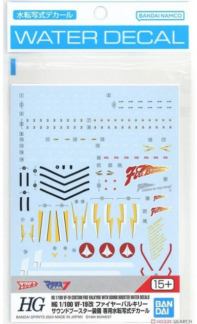 BANDAI 超時空要塞 HG 1/100 VF-19 火焰可變戰機 音響推進器裝備 專用水貼紙, 1個