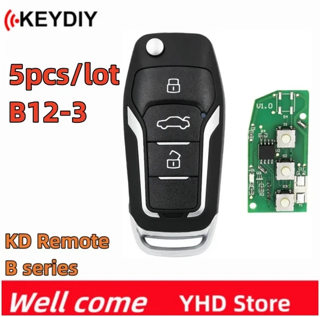 쿠쿠스토어 5개입 키디(KD) B12 범 리모컨 키 3/4 버튼 자동차 (FO 스타일 시리즈 미니 프로그래머), 02 B12-3
