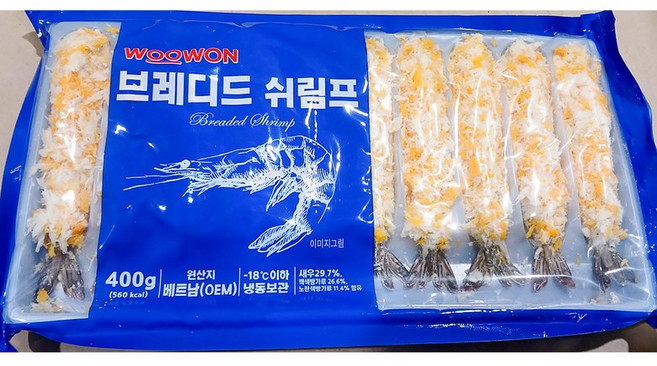 빵가루새우 우원 냉동 40g x10미 400g X10, 10개