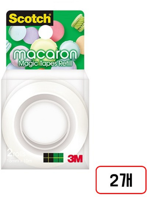 3M)매직테이프 마카롱(18mmX10M), 2개, 리필(M322256)
