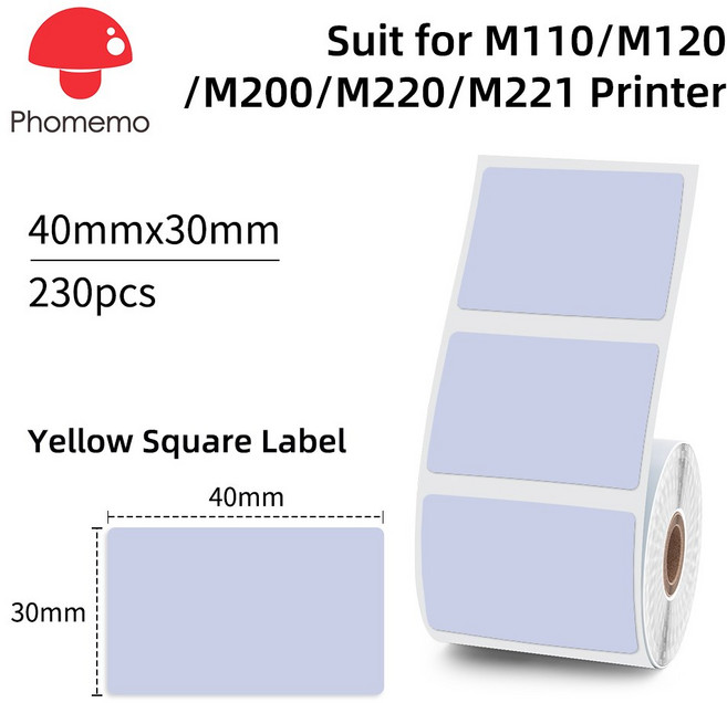 Phomemo M110 미니 휴대용 프린터 열 라벨 스티커 Niimbot B21 B1 50mm와 유사한 포켓 라벨링 메이커 기계, XP4030-230PUR, 1개, XP4030-230PUR