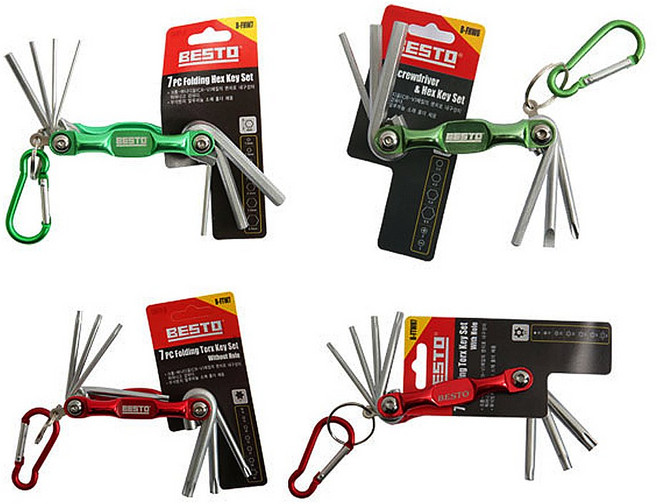 BESTO 접렌치세트 육각 별형 막힌타입 홀타입 카라비너 휴대용, 2.별형(막힌타입) B-FTW7, 1개