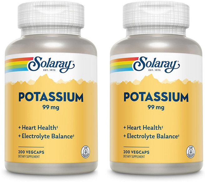 Solaray Potassium 솔라레이 칼륨 99mg 200베지캡스 2팩, 2개, 200정