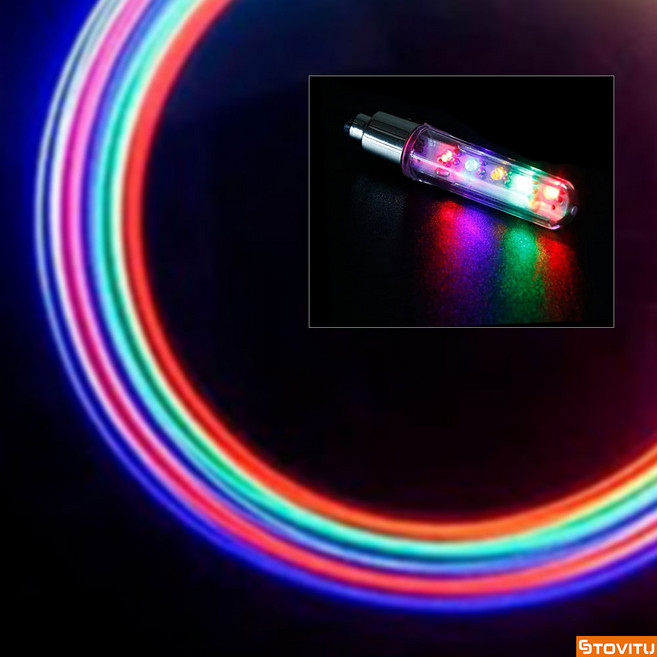 스토비투 자전거 휠라이트 led 야간 조명 안전등 오토바이 자동차, 칼라풀, 1개