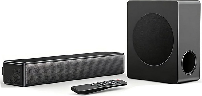 GEOYEAO 사운드 바서브우퍼 포함 100W 2.1ch 바돌비 애트모스 서라운드 시스템 스마트 TV프로젝터PC용 3D 베이스 조절 가능 홈 시어터 블루투스 TV 스피커