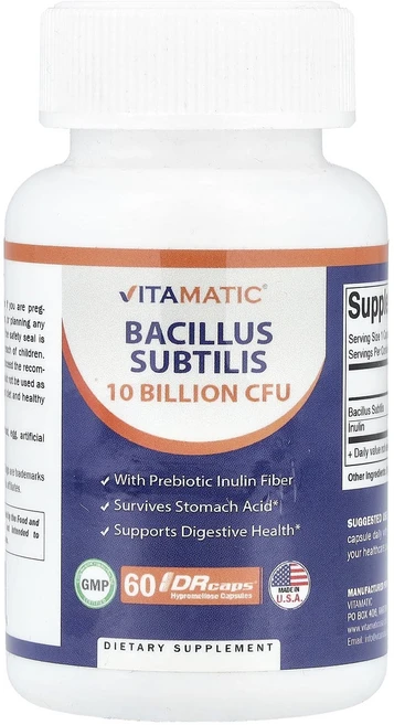 몸관리하세요 겨울입니다 Vitamatic 바실러스 서브틸리스 DRcaps® 하이프로멜로오스 캡슐 60정 특별관리진행, Vitamatic바실러스서브틸리스DRcaps하이프로멜로, 1개 - 쿠팡