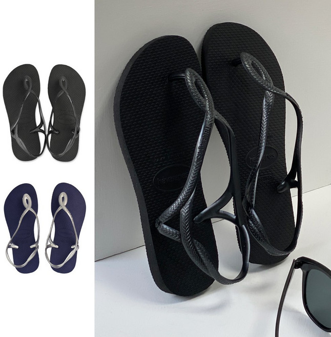 havaianas Luna 麻花造型防水涼鞋, 黑色