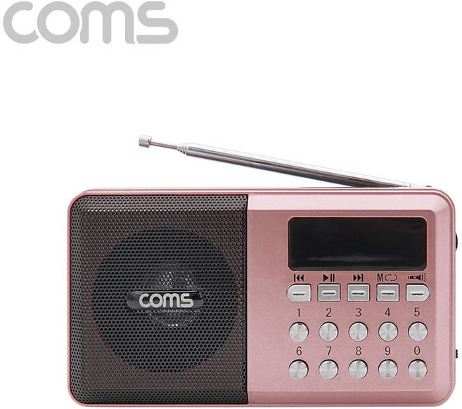 컴스 효도 FM 라디오 USB TF카드지원 휴대용 스피커, YX975, 핑크