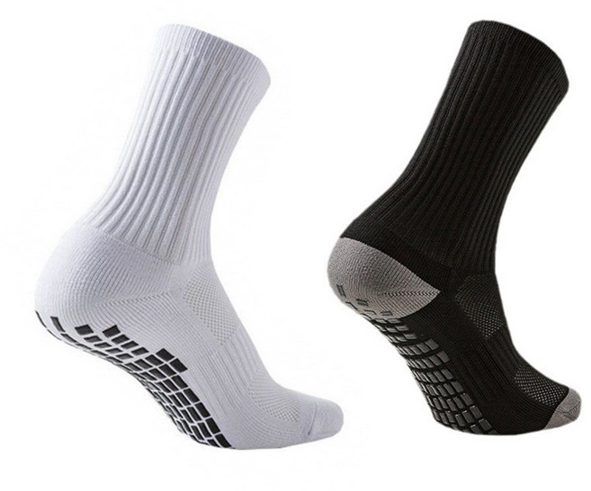 예삐스토어 1+1 논슬립 스포츠 중목 양말 미끄럼방지 쿠션 헬스 러닝 축구 농구 테니스, 1세트, 화이트+블랙그레이