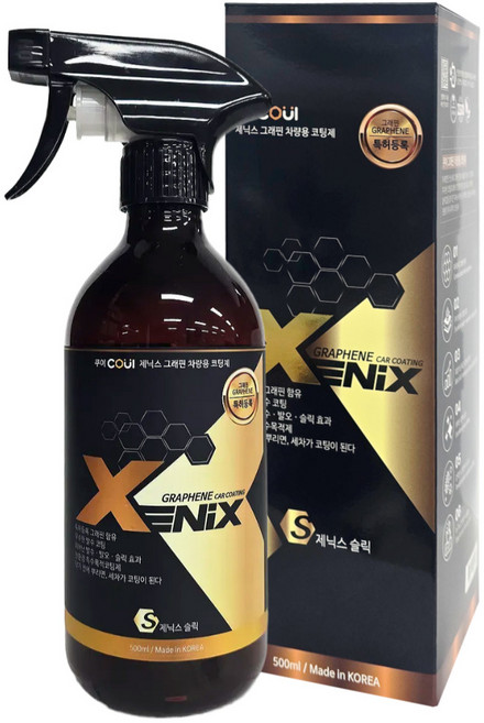 쿠이 제닉스 슬릭 그래핀 차량용 유리 코팅제 발수 친환경 물왁스 광택제 극세사 세차타올 포함, 1개, 500ml