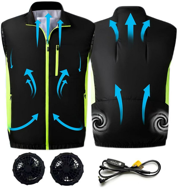 [KC인증] 선풍기옷 냉각 선풍기조끼 쿨 냉풍조끼 여름작업복 얼음조끼 현장작업 낚시 등산남녀공용 K-2-11