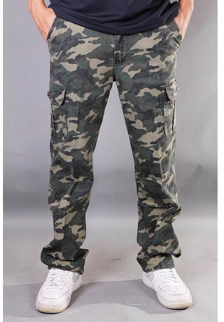 大尺碼迷彩工作褲 多口袋休閒工裝長褲