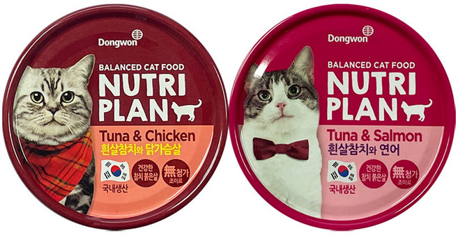 동원 뉴트리플랜 고양이 간식 캔, 48개, 160g, 혼합맛(닭가슴살/연어)