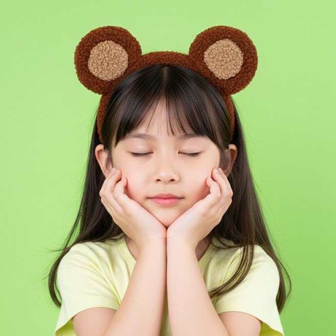 곰돌이머리띠 곰귀모양 놀이동산 동물 파티 머리띠, 단품