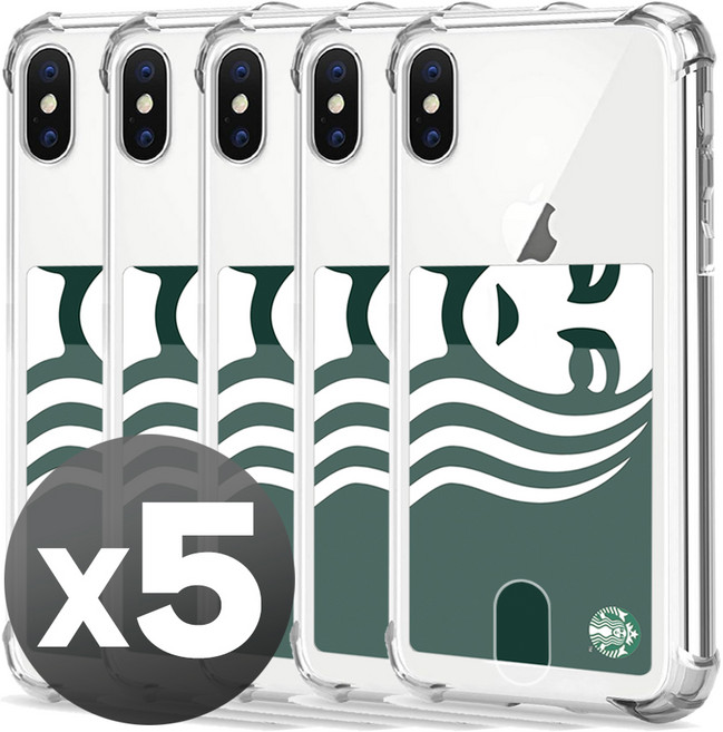 LIVING GRAY 아이폰 X XS XR XS맥스 카드 수납 포켓 에어 쿠션 투명 케이스 5개