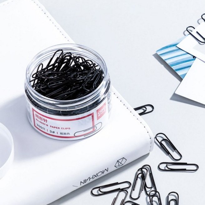 0[꿈드림22] 델리 블랙컬러 페이퍼 이지클립 29mm 200pcs입 철클립0037-B 2.2