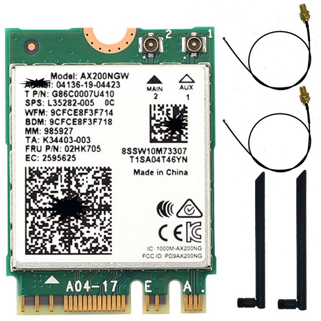 듀얼 밴드 2.4GBPS INTEL WI FI 6 AX200 AX200NGW 802. AX AC MU MIMO 2X2 WIFI 모듈 NGFF M.2 BLUETOOTH 5. 네트워크, ax200 8DB 2pcs, 1개