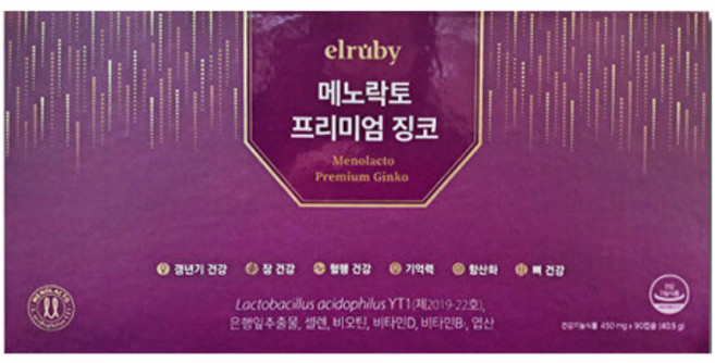기타 [휴온스] 엘루비 메노락토 프리미엄 징코 450mg x 90캡슐 1박스 -SDL-, 1개, 90정