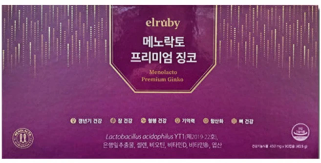 기타 [휴온스] 엘루비 메노락토 프리미엄 징코 450mg x 90캡슐 1박스 -SDL-, 1개, 90정 - 쿠팡