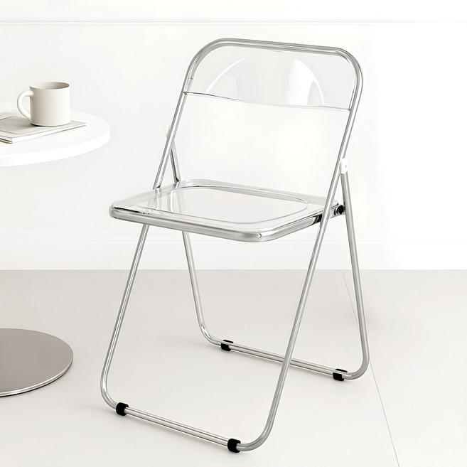 벨라까사 모던 메탈프레임 접이식 인테리어 의자, 투명, 1개