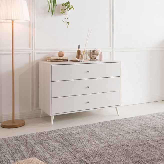 리바트 데이지 서랍장 방문설치, 빈티지 화이트, 3단