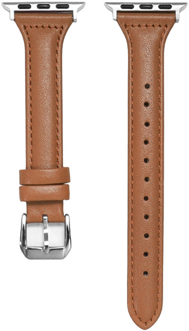사라밴드 애플워치 호환 데일리 레더 스트랩, 42/44/45/46/49mm, 라이트 브라운, 1개