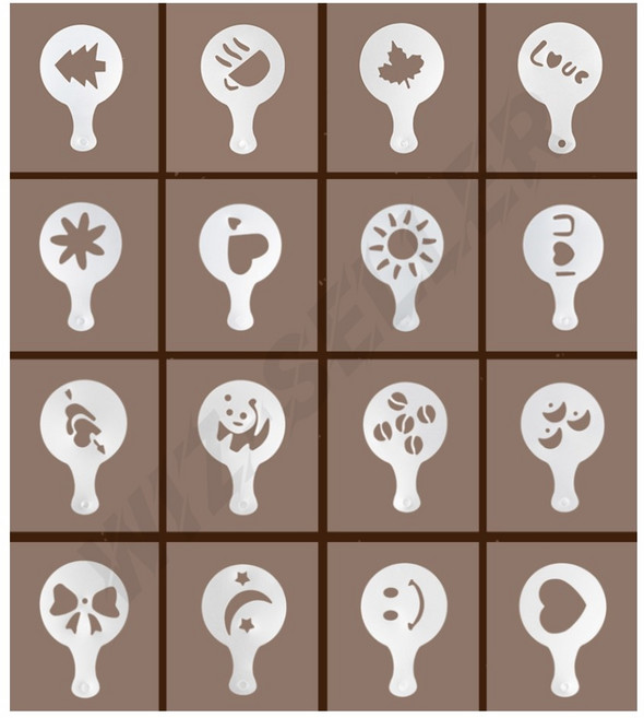 라떼아트틀 스텐실판 도안세트 커피틀 케이크레터링 커피스텐실 데코틀, 1개