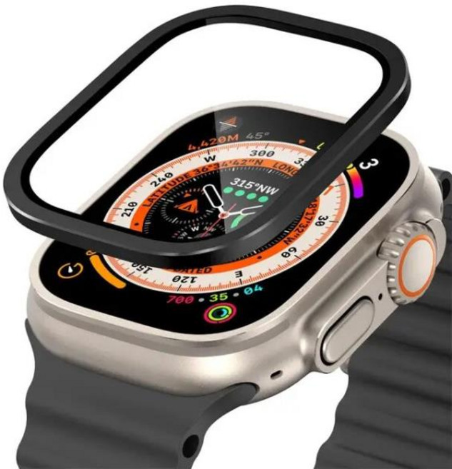 애플 워치용 화면 보호 필름 울트라 49mm 9H 강화 유리 티타늄 합금 충격 방지 H11 ZD8 HK8 프로 맥스, 02 Black
