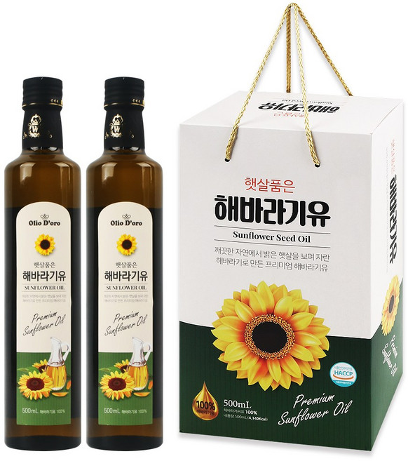 햇살담은 프리미엄 해바라기씨유, 500mlx20병, 20개, 500ml