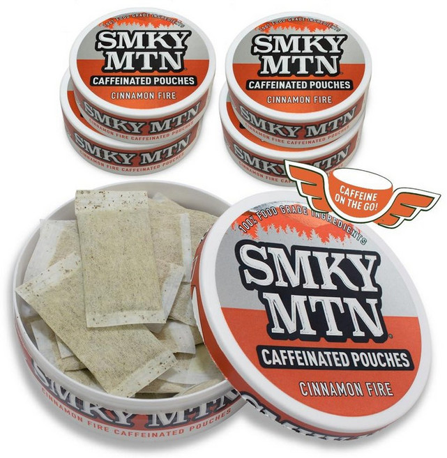스모키 마운틴 카페인 파우치 - 시나몬 파이어 니코틴 5캔 박스 캔당 15개 Smokey 마운트an, Cinnamon Fire