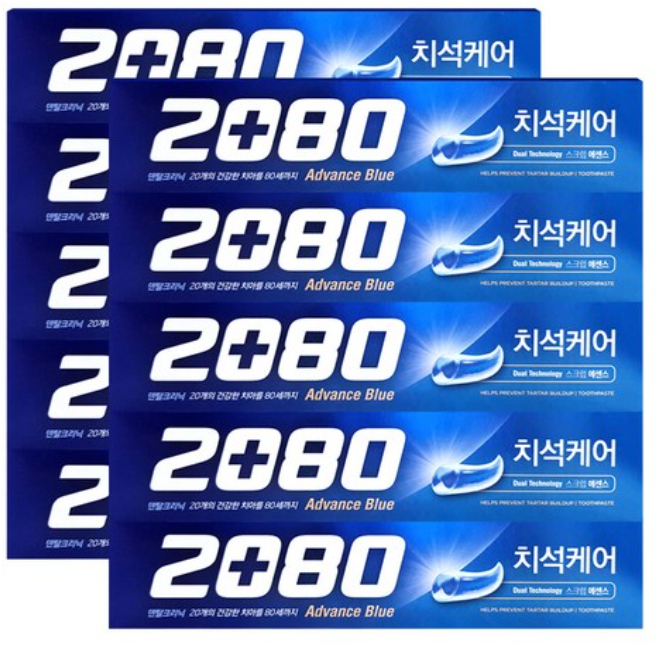 2080 치석케어 어드밴스 블루 치약 160g, 10개