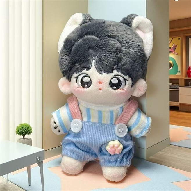 besteffie 적용모델 목화인형옷 10cm 귀여운 인형옷 멜빵바지 세트 부드러운 인형옷 아동용 선물 K51, 1개, 02사진색