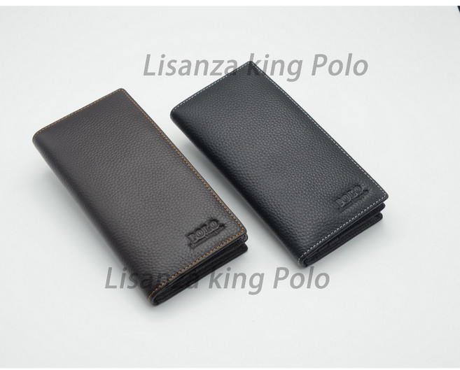 Lisanza king Polo 頭層牛皮男用兩折長夾 - 雙色