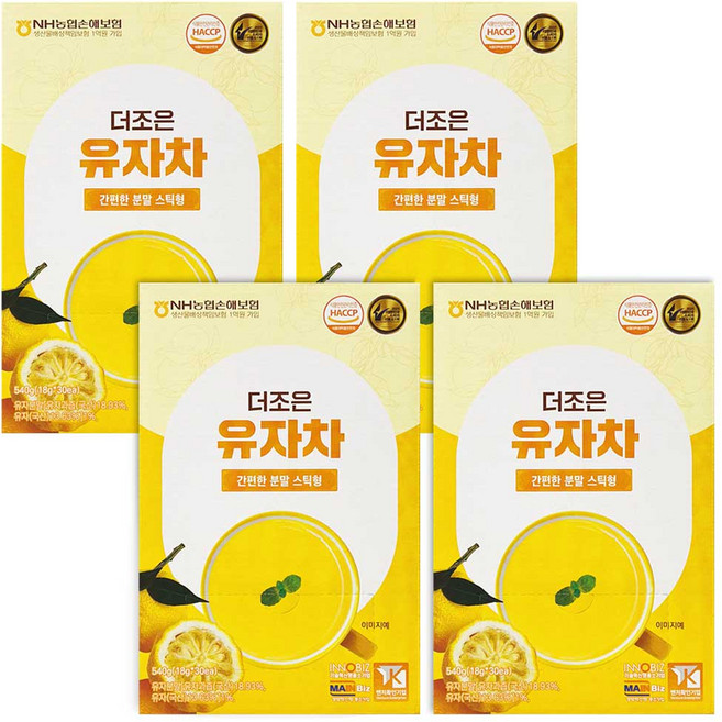 더조은 유자차 스틱 분말형, 4개, 30개입, 540g