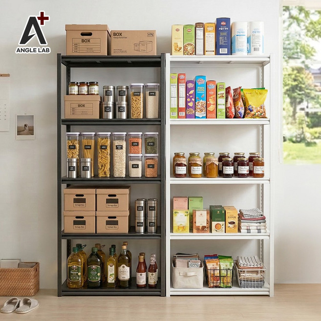 앵글연구소 튼튼한 풀메탈 철제선반 조립식 앵글 수납장 진열대 팬트리, 5단, 화이트