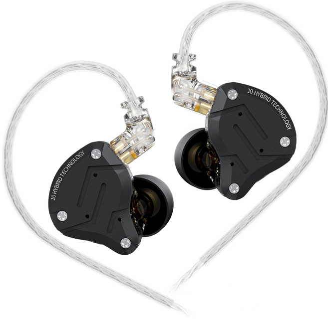 Keephifi KZ ZS10 PRO 10대 하이브리드 기술 유선 인이어 이어폰 IEM, 노마이크, 올 블랙