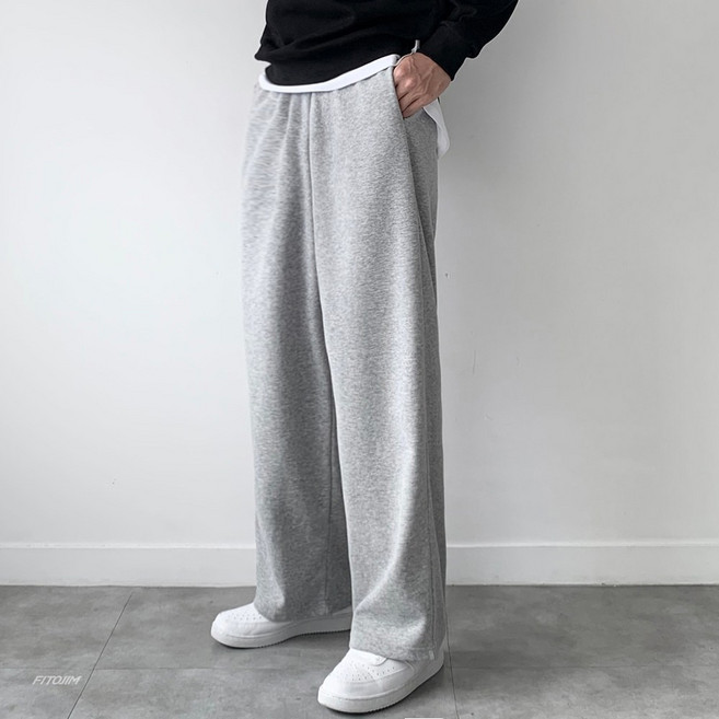 FITOJIM 남자 일반/기모 스웨트 면 세미와이드 트레이닝 밴딩 팬츠 츄리닝 바지