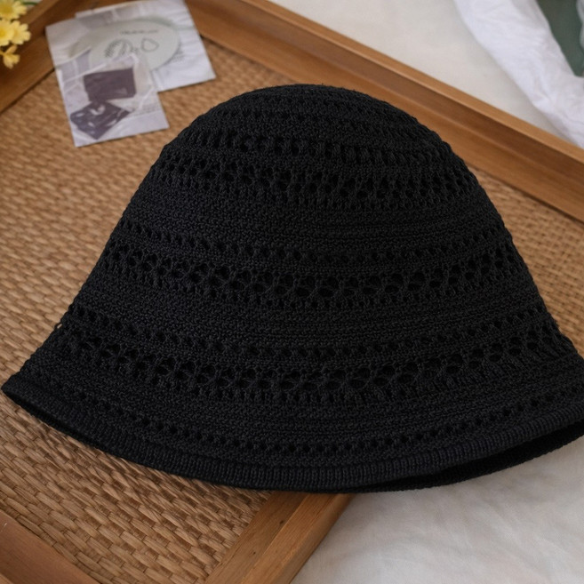 띵룸 여성 여름 뜨개 벙거지 모자 니트 버킷햇 통풍 가벼운 데일리 비치 모자