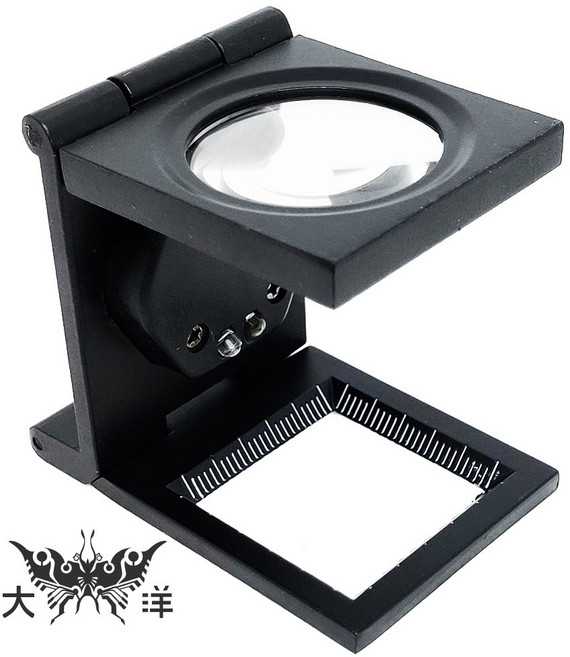 折疊式 10倍 LED 刻度放大鏡 附燈珠寶鏡, 1個, 收納袋(不含放大鏡), N/A