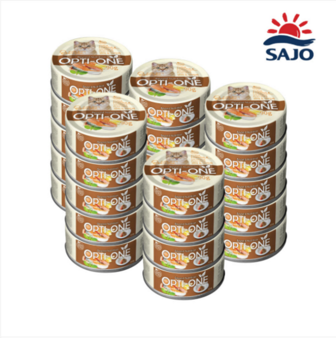 사조 옵티원 흰살참치 고양이 간식캔 90g, 연어 + 아마씨 혼합맛, 72개