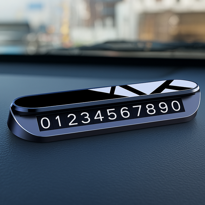 라모네트 메탈 강력고정 야광 안심 주차번호판, 1개, 유광 블랙