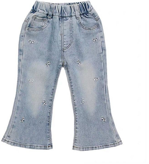 삐삐네옷가게 봄가을 리본 블루 데님 부츠컷 팬츠