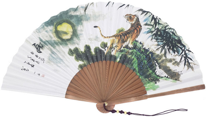 (주)파앤카코리아 선물부채 장식용부채 접이식부채 한지부채 고급오죽선 부채 시리즈-대-53형, 1개, 호랑이