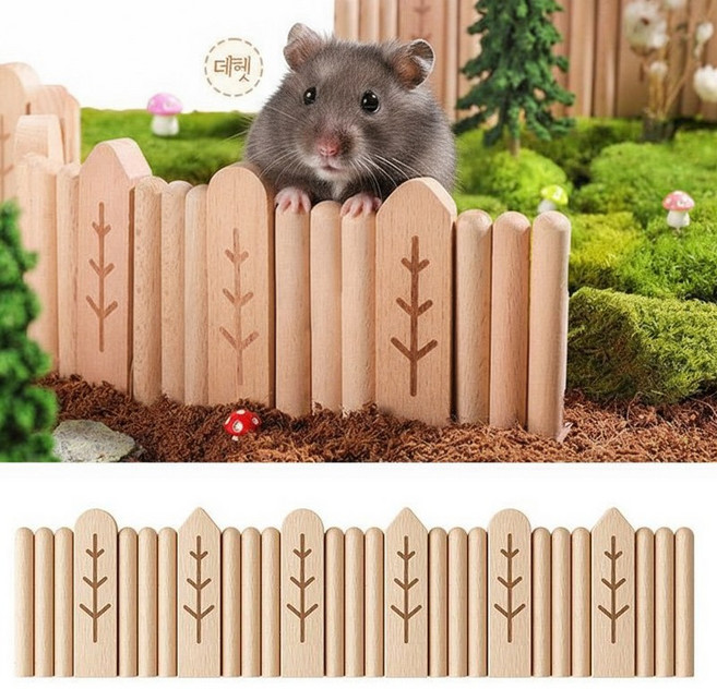 햄스터 울타리 화단 숲속 나무 펜스, 1개, 나무색