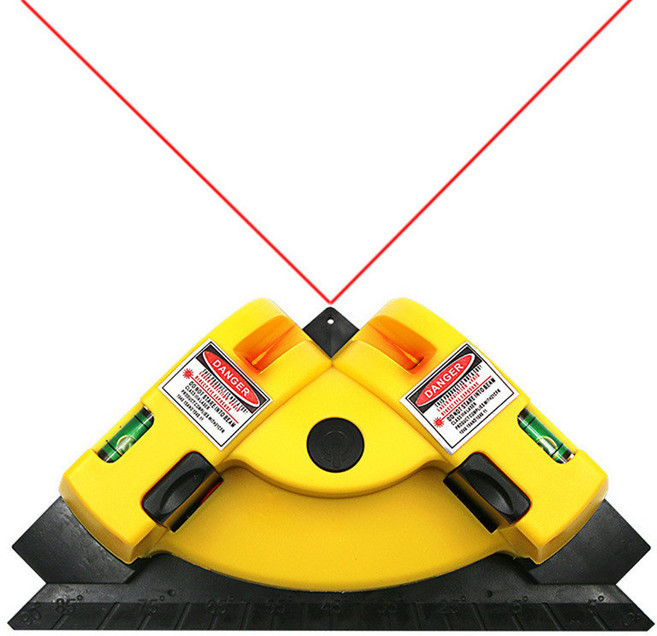 90度激光水平儀 直角貼瓷磚工具 高精度紅外線水平儀, 1個, 三角直角激光地線水平儀（不含電池）