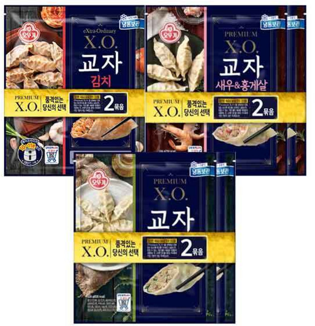 [오뚜기] XO만두 총 6봉/새우+교자+교자김치, 6개, 324g